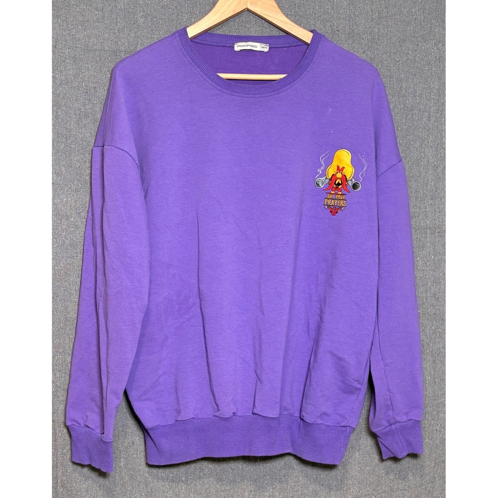 Rodrigo Yosemite Sam Say Your Prayers Purple Graphic Sweatshirt XL Looney Tunes